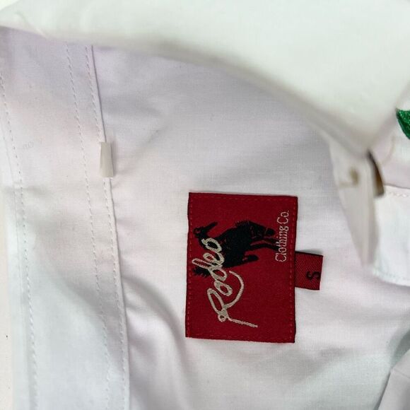 Rodeo Shirt Womens Small White Rose Embroidery Button-Down Cowgirl Top Country - Picture 6 of 9